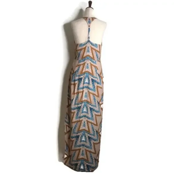 Free People Geo Tribal Print Serves You Right Maxi Dress Slit Size 2 - Picture 4 of 8